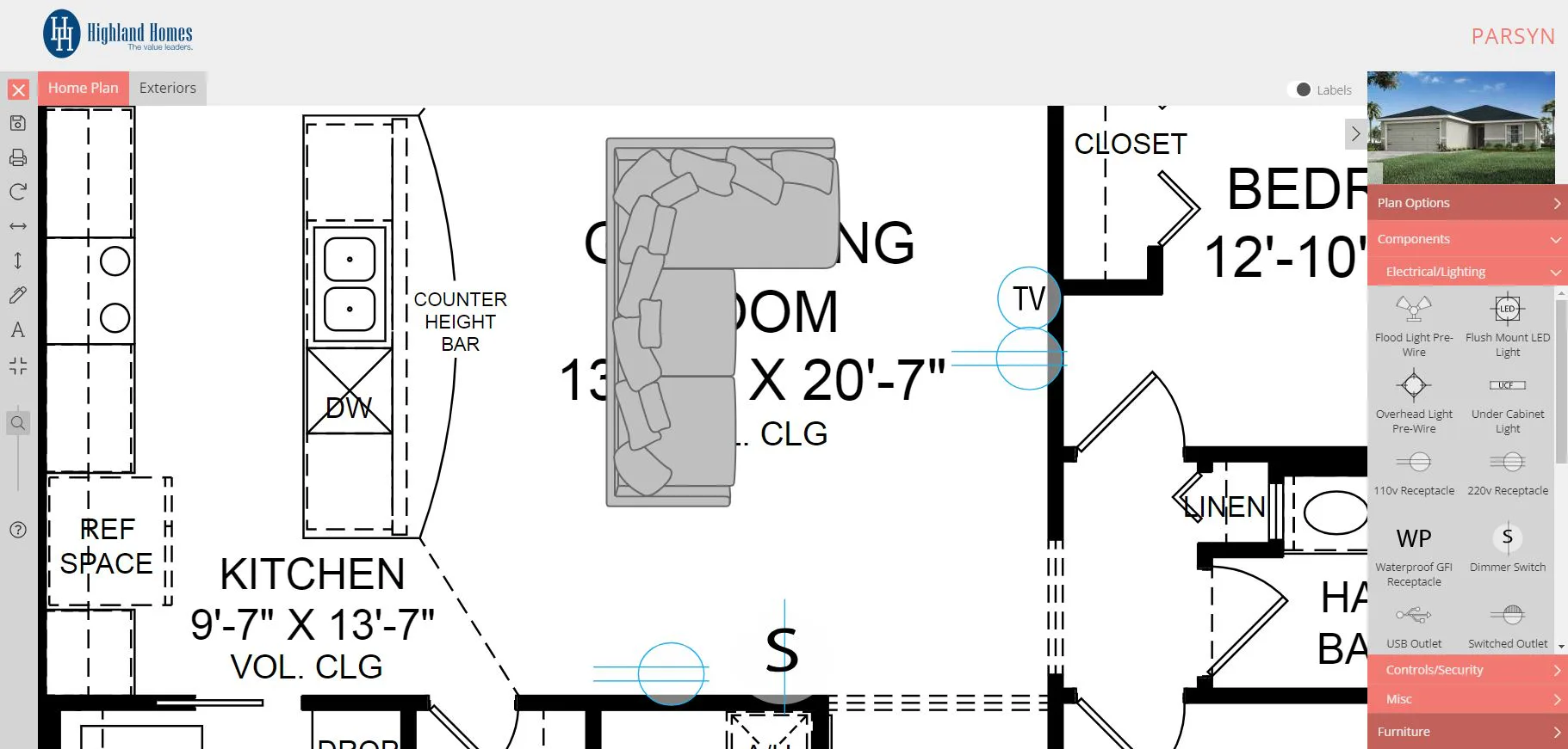 Adding electrical components on an Interactive Floor Plan